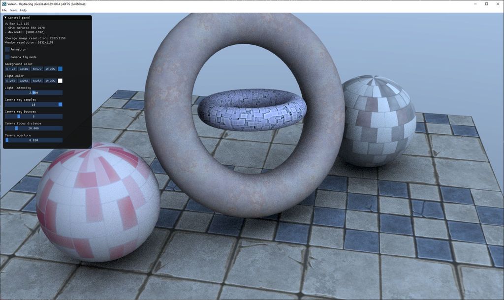 GeeXLab - Vulkan raytracing on NVIDIA GeForce RTX 2070