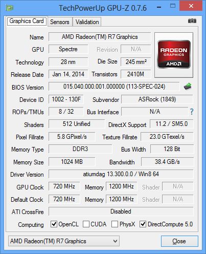 AMD Kaveri APU A10-7850K, GPU-Z