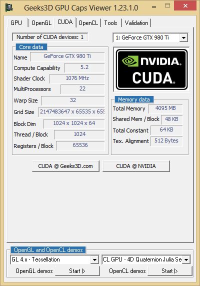 ASUS GTX 980 Ti - GPU Caps Viewer - CUDA