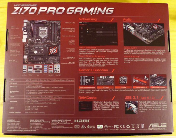 ASUS Z170 Pro Gaming Motherboard Unboxing