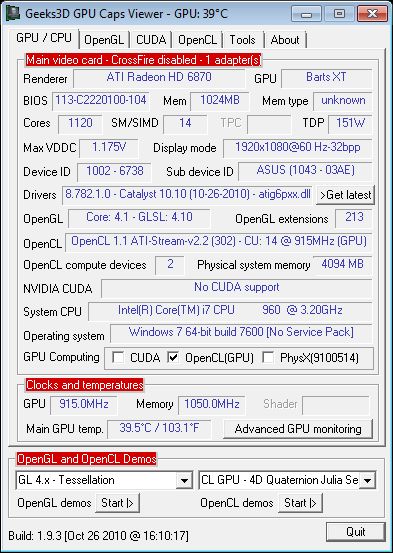 ASUS EAH6870, GPU Caps Viewer