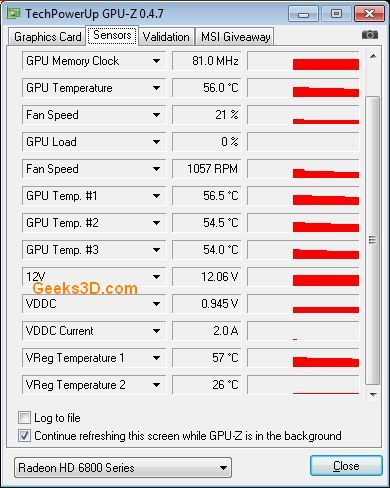 ASUS EAH6870, GPU-Z sensors