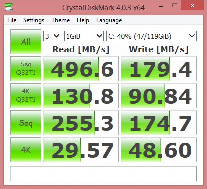 ASUS G551JW gaming notebook - CrystalDiskMark