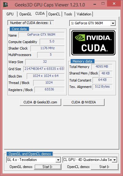 ASUS G551JW gaming notebook - GPU Caps Viewer