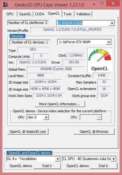 ASUS G551JW gaming notebook - GPU Caps Viewer