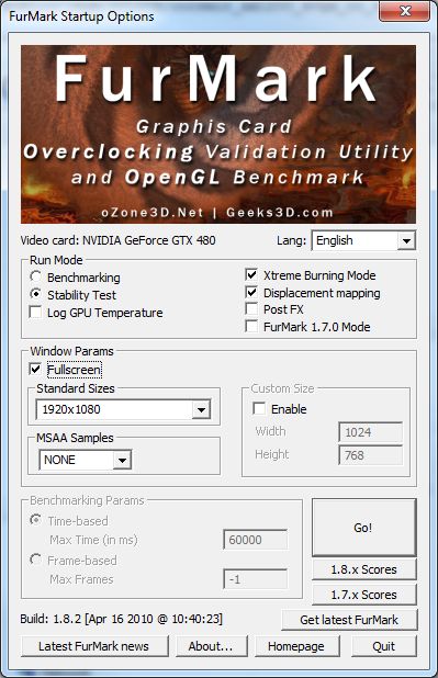 FurMark settings
