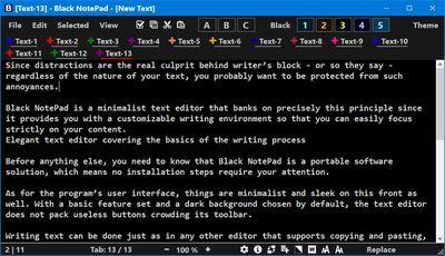 Black NotePad screenshot