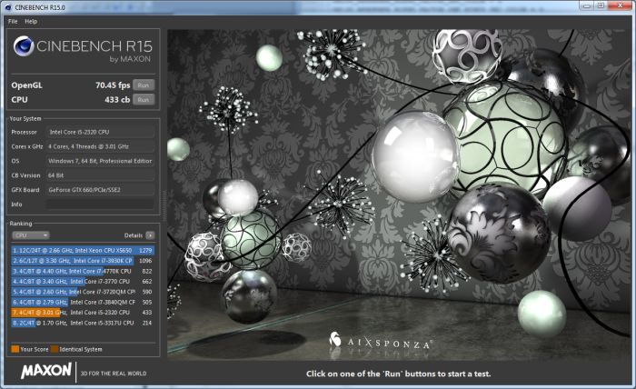 Cinebench R15, CPU test