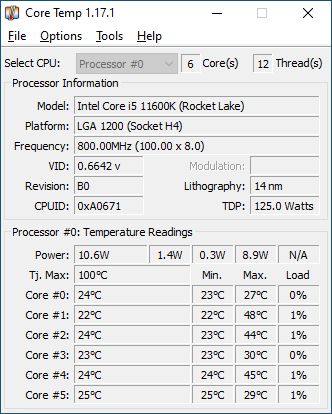 CoreTemp screenshot