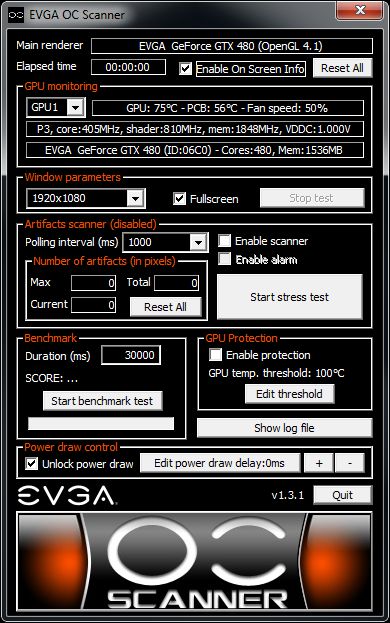 EVGA OC Scanner settings