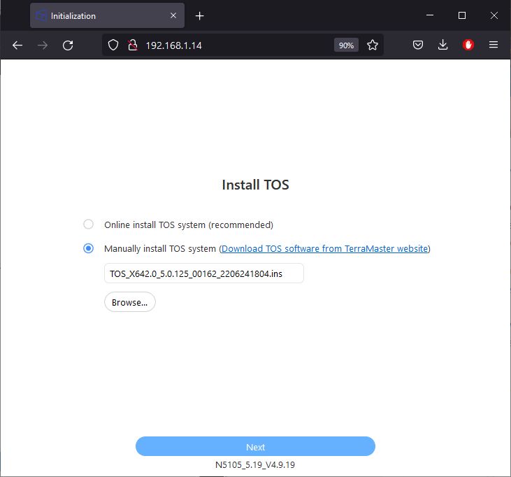 TerraMaster F2-423 NAS software configuration