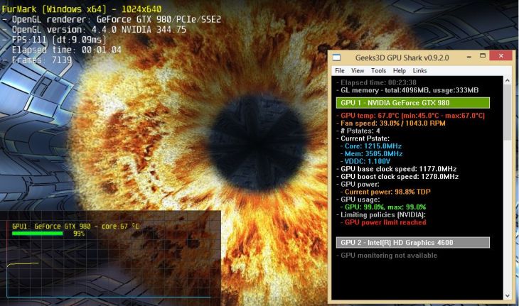 ASUS GeForce GTX 980 Strix - FurMark stress test