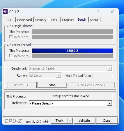 Geeks3D test bench - CPU-Z stress test - 