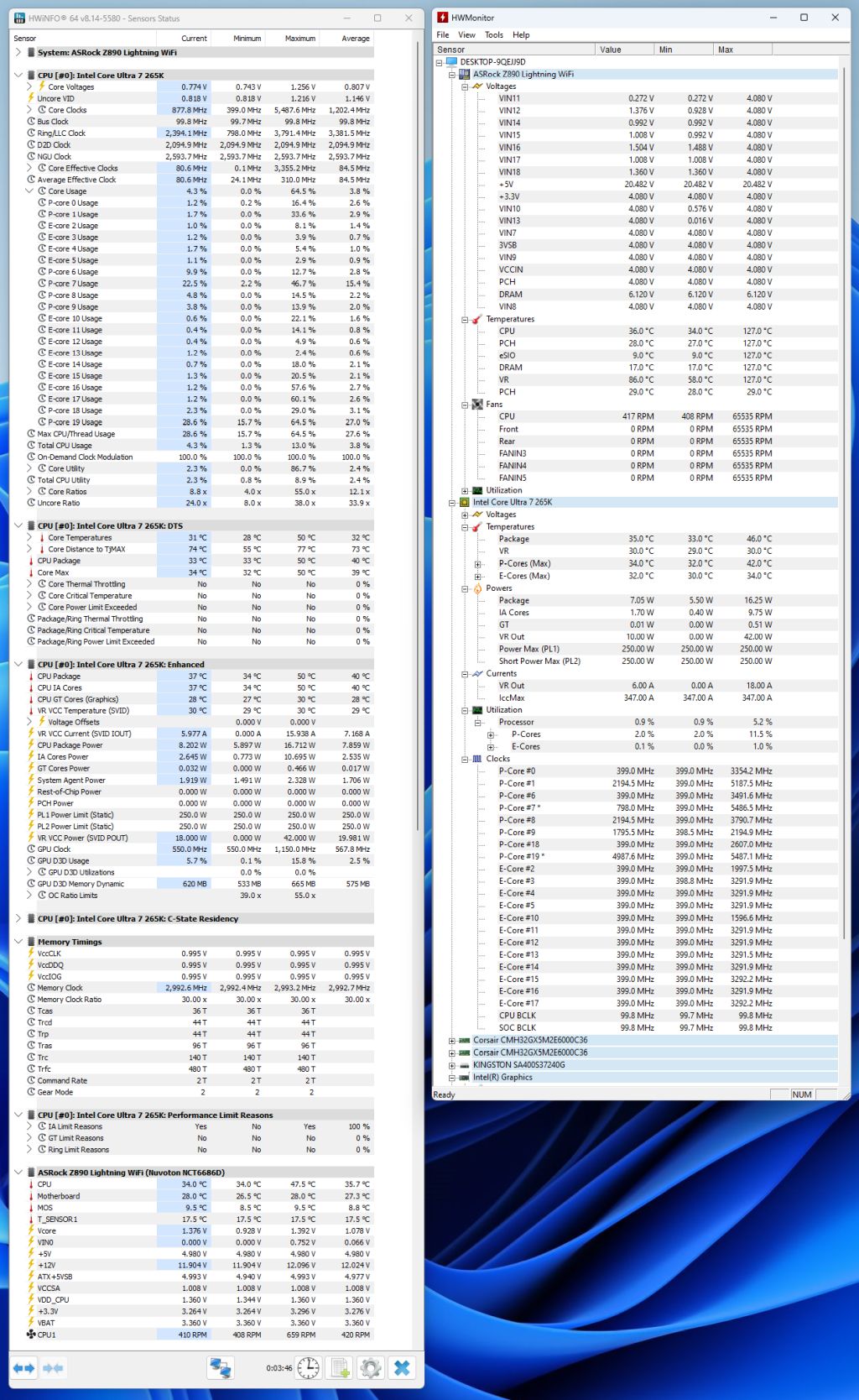Geeks3D test bench - HWiNFO and HWMonitor