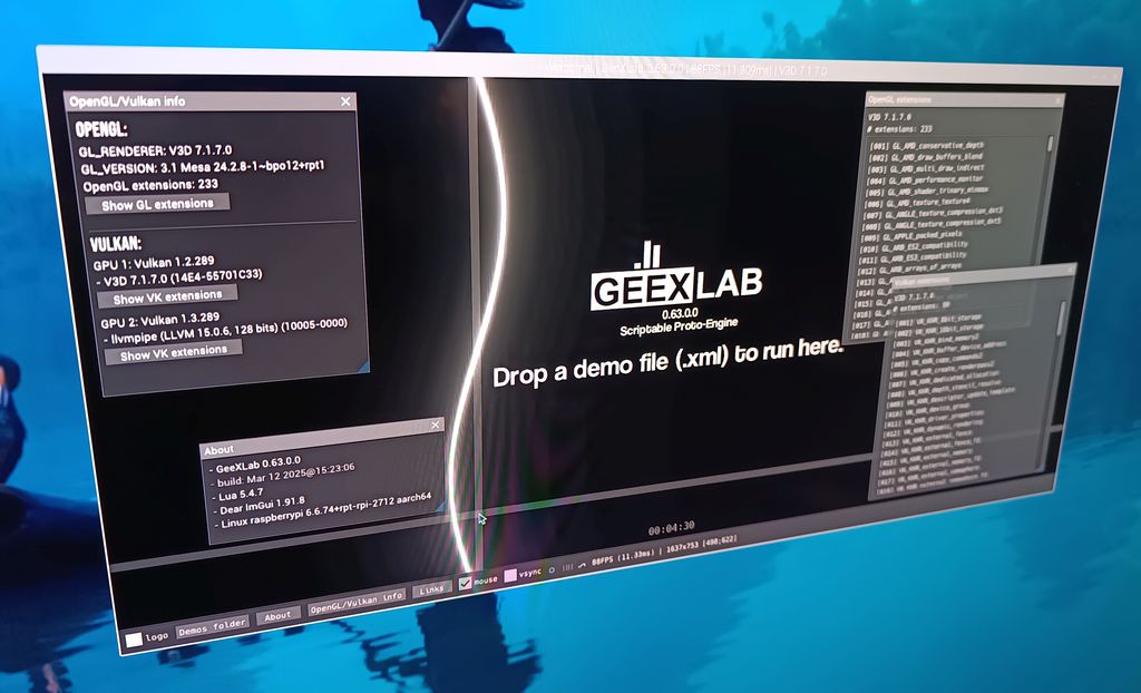 GeeXLab 0.63 arm64 - Raspberry Pi 5