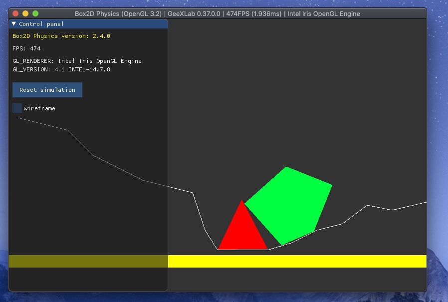 Box2D demo with chain and polygon shapes