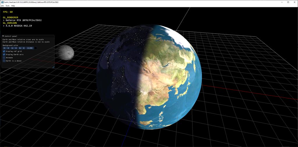 GeeXLab demo - Earth: Day to Night Transition - OpenGL