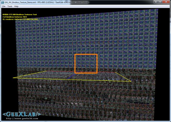 NVIDIA Bindless texture demo, GeeXLab