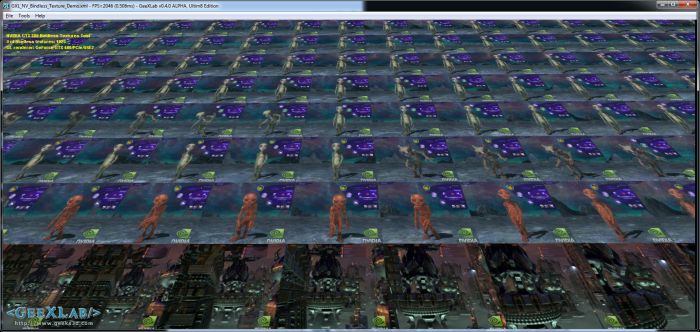 NVIDIA Bindless texture demo, GeeXLab