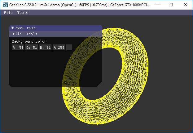 GeeXLab - ImGui menus demo