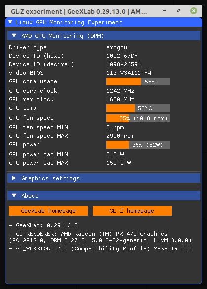 Linux GPU monitoring with DRM demo - Radeon RX 470