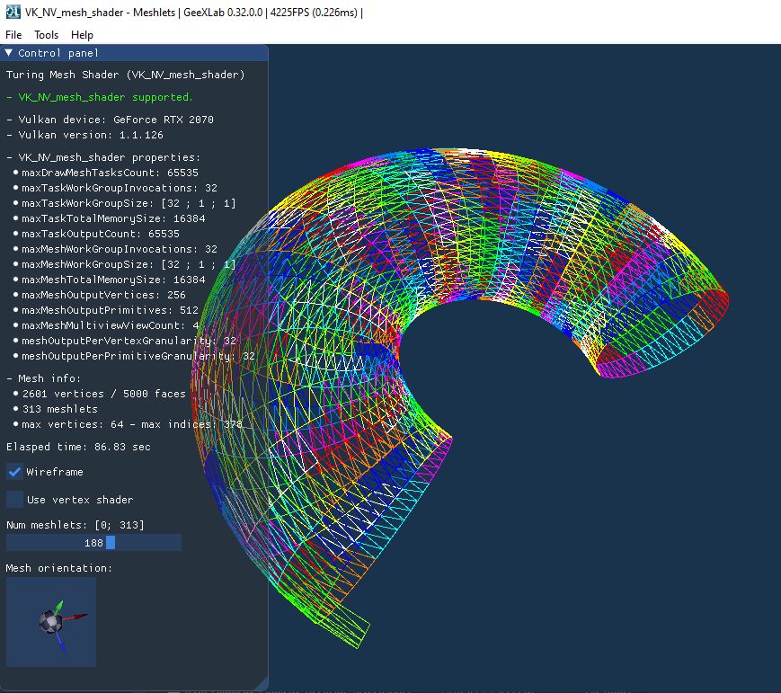 GeeXLab - Mesh Shaders - Meshlets in Vulkan