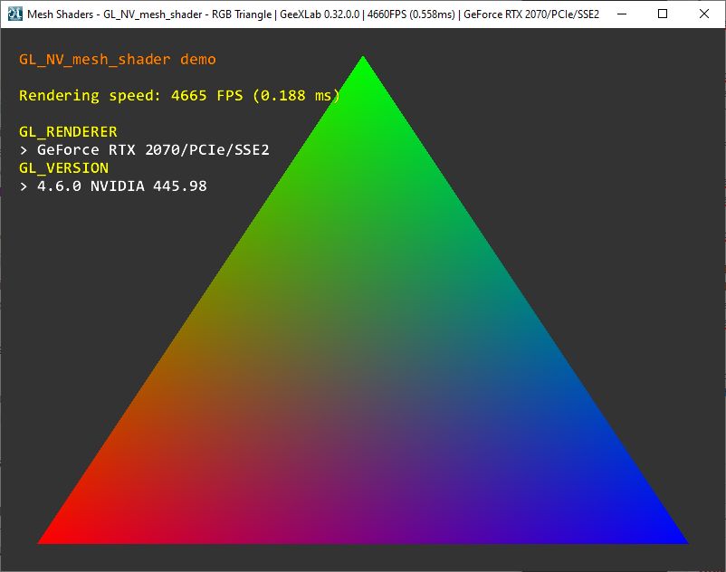 GeeXLab - Mesh Shaders demo in OpenGL