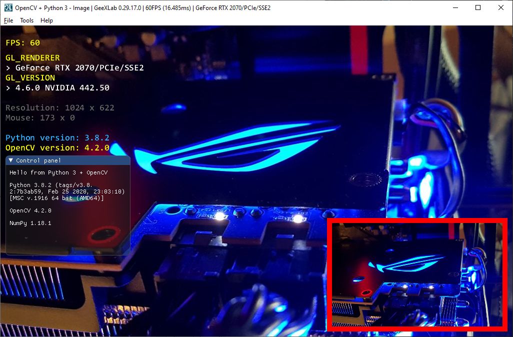 GeeXLab - Python 3 - How to load and image with OpenCV