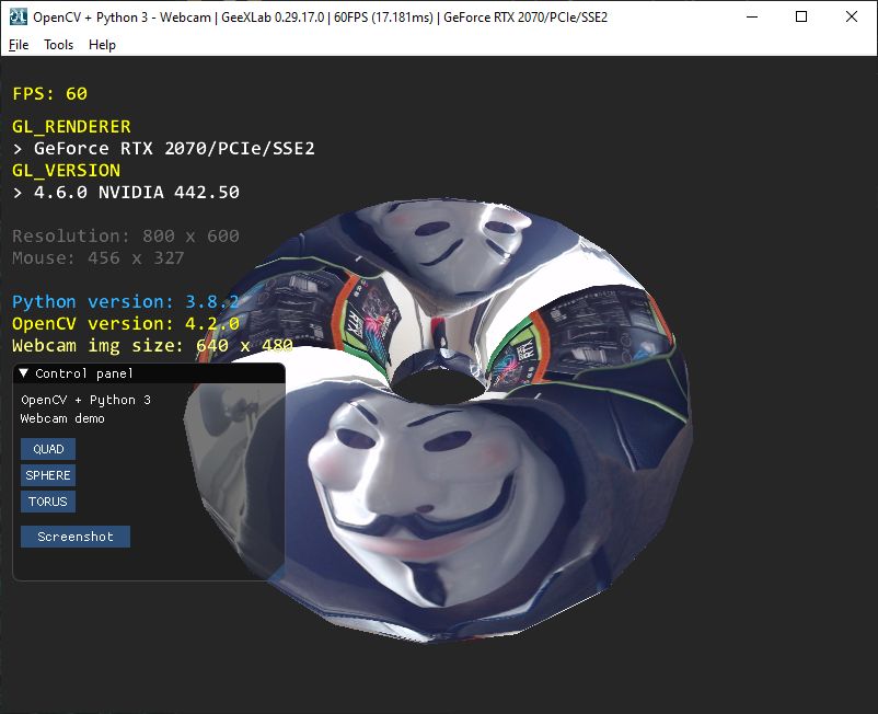 GeeXLab - Python 3 - Webcam video capture with OpenCV