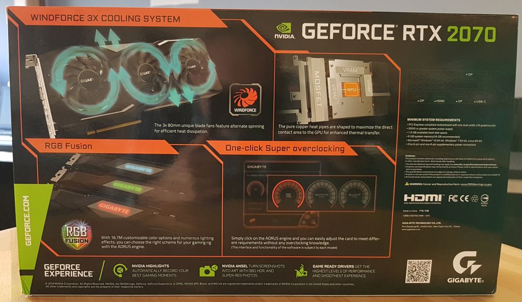 GIGABYTE GeForce RTX 2070 Gaming OC 8GB GDDR6