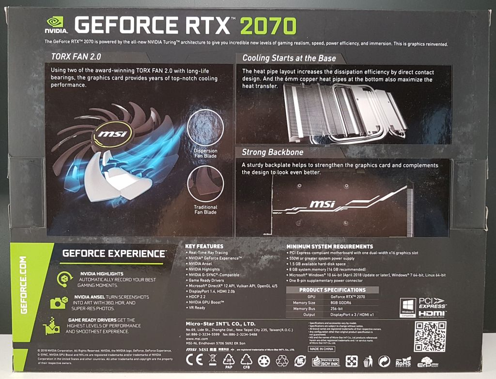 MSI GeForce RTX 2070 Ventus 8GB GDDR6