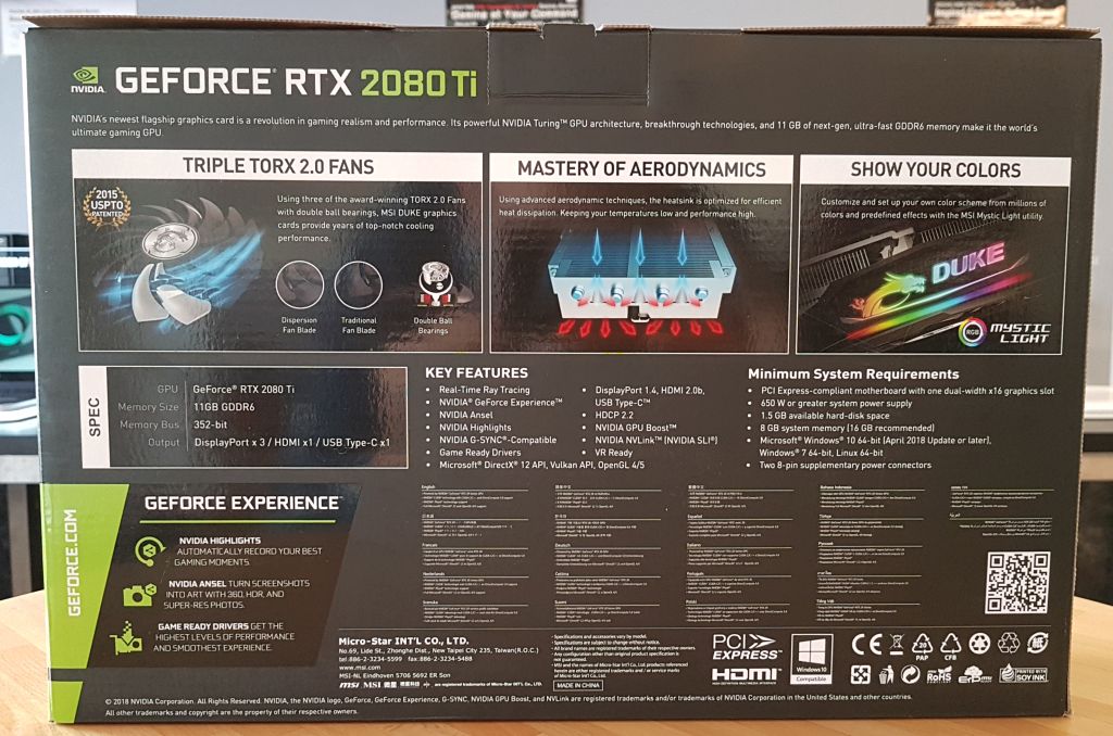 MSI GeForce RTX 2080 Ti Duke 11GB GDDR6 OC