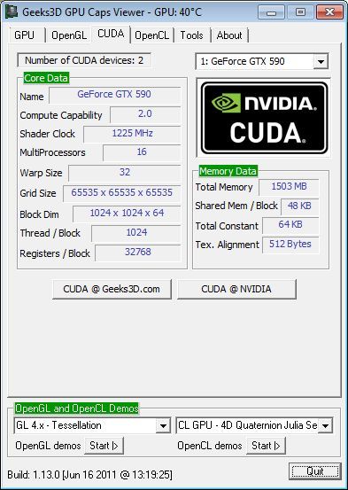 ASUS GeForce GTX 590 Dual-GPU Graphics Card, GPU Caps Viewer OpenCL details
