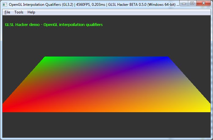 GLSL Hacker - OpenGL 3.2 interpolation qualifiers - smooth