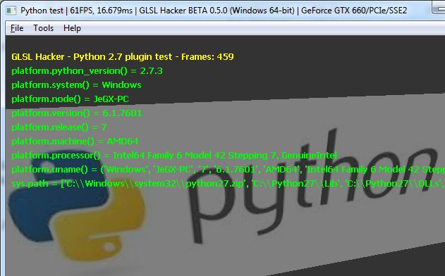 GLSL Hacker - Python platform module test