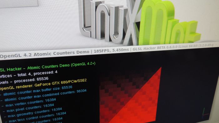 OpenGL 4.2 atomic counters, GLSL Hacker, Linux