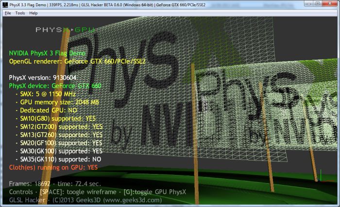 PhysX 3 Cloth/Flag Demo, Windows version