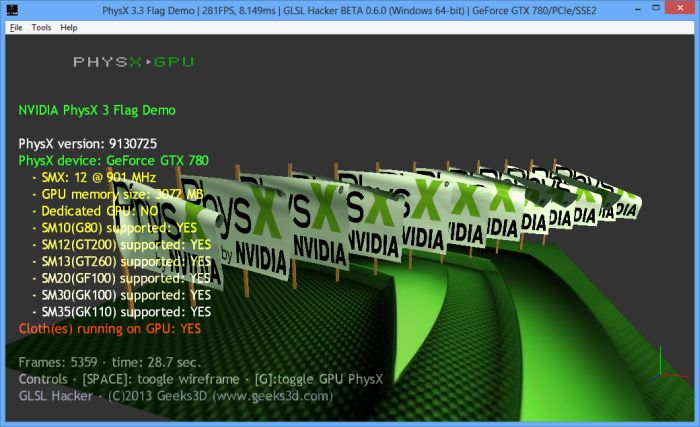 PhysX 3 Cloth/Flag Demo, Windows version