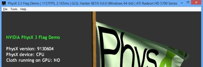 PhysX 3 Cloth/Flag Demo, AMD Radeon HD 5770