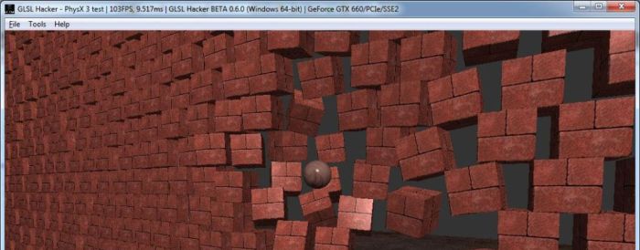 PhysX 3 rigid body test with GLSL Hacker