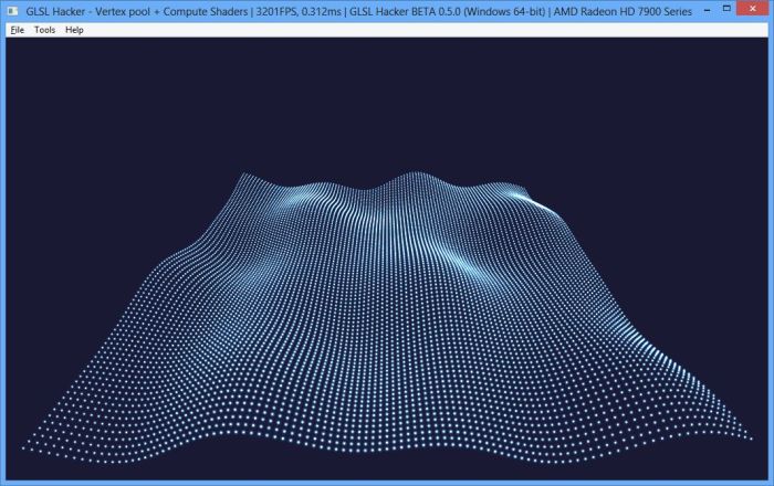 OpenGL 4.3 compute shader test with GLSL Hacker, Windows 8
