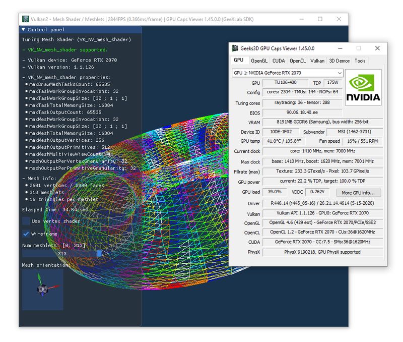 GPU Caps Viewer 1.45.0 - Mesh shader demo