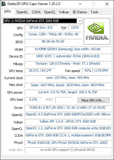 EVGA GeForce GTX 1060 Superclocked