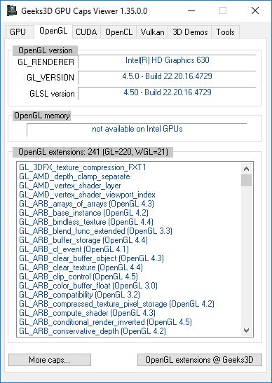 GPU Caps Viewer - OpenGL - Intel driver v4729