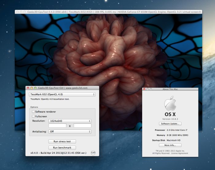 GpuTest 0.4.0: TessMark, OpenGL 4 under Mac OSX