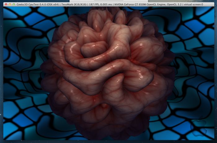 GpuTest 0.4.0: TessMark, OpenGL 4 under Mac OSX, NVIDIA GeForce GT 650M