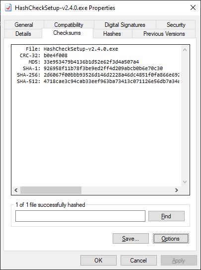 HashCheck screenshot