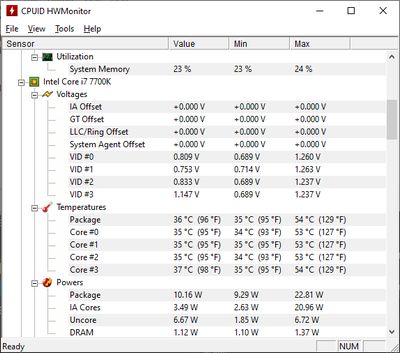 HWMonitor screenshot