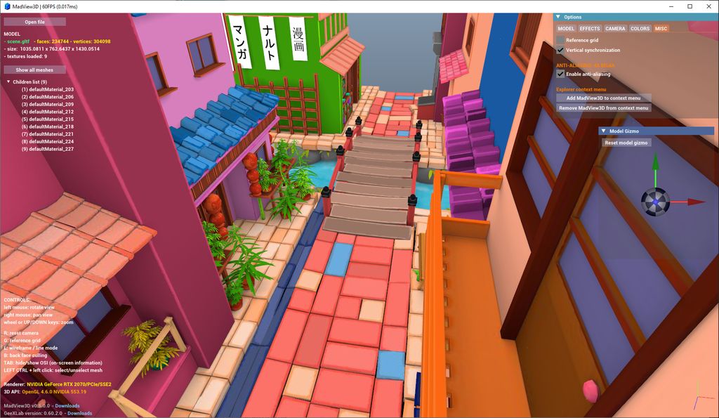 MadView3D - stylized little japanese town street - glTF model