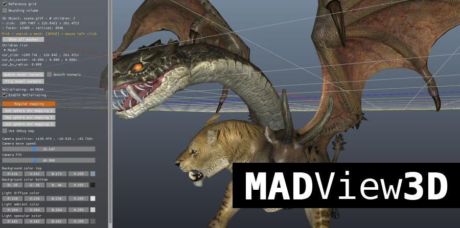 MadView3D - 3D object viewer - 3ds, obj, gltf, etc...